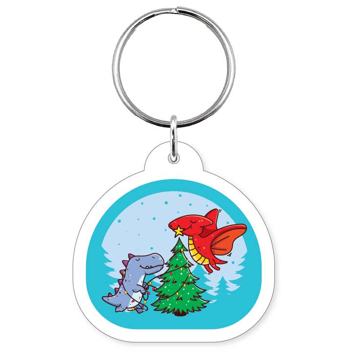 Morris Magnets - Wholesale Keychain – Unisex - Keychain - Dinosaur Christmas1