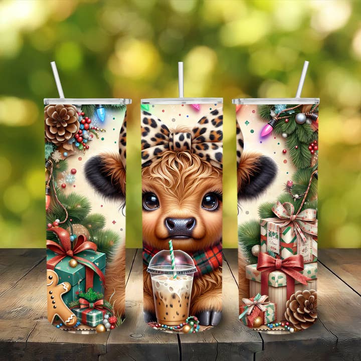 Cow Christmas roestvrijstalen beker voor wholesale door Lily's Craftory