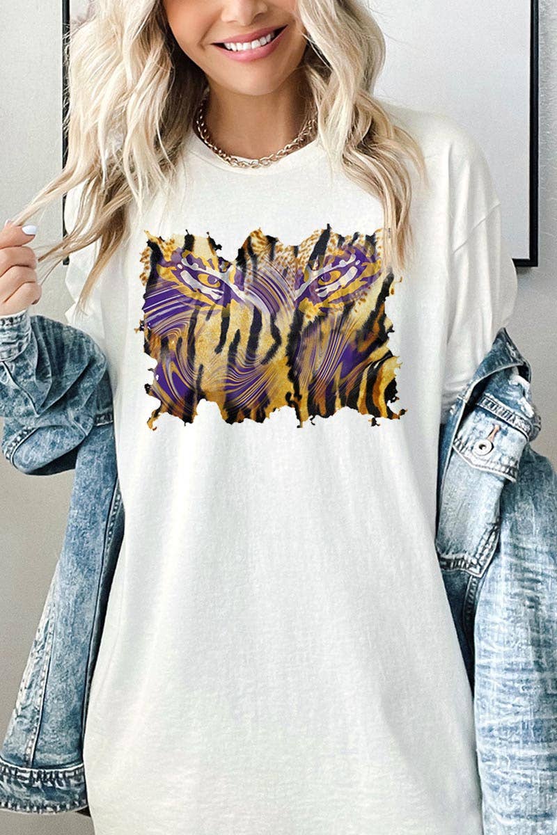 COLORBEAR - Wholesale T-Shirt (Graphic) - Women's - TIGER,LSU,FOOTBALL HEAVY COTTON UNISEX SHORT SLEEVE 7