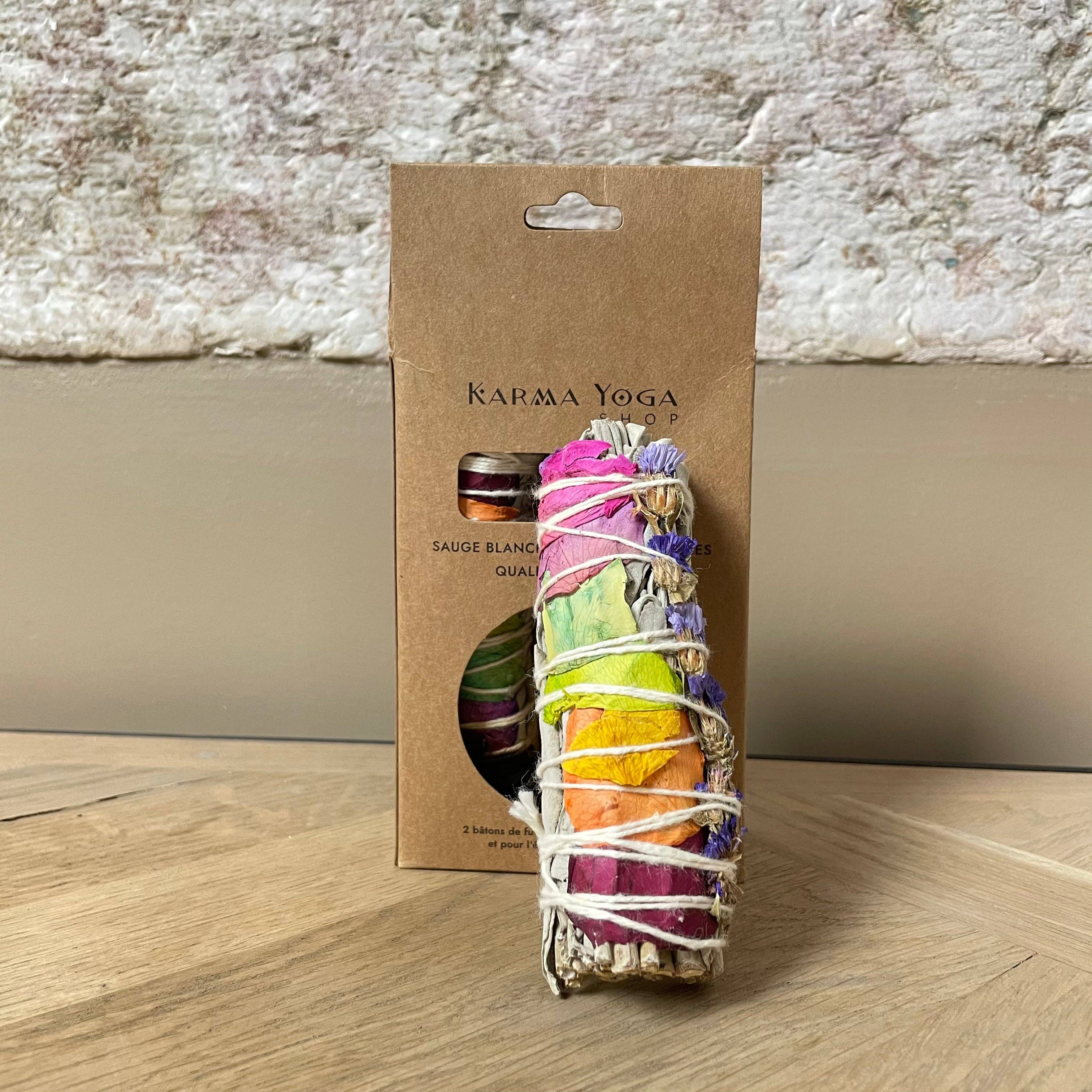 KARMA YOGA SHOP - Venta al por mayor Salvia - Palitos de salvia blanca y pétalos de rosa1