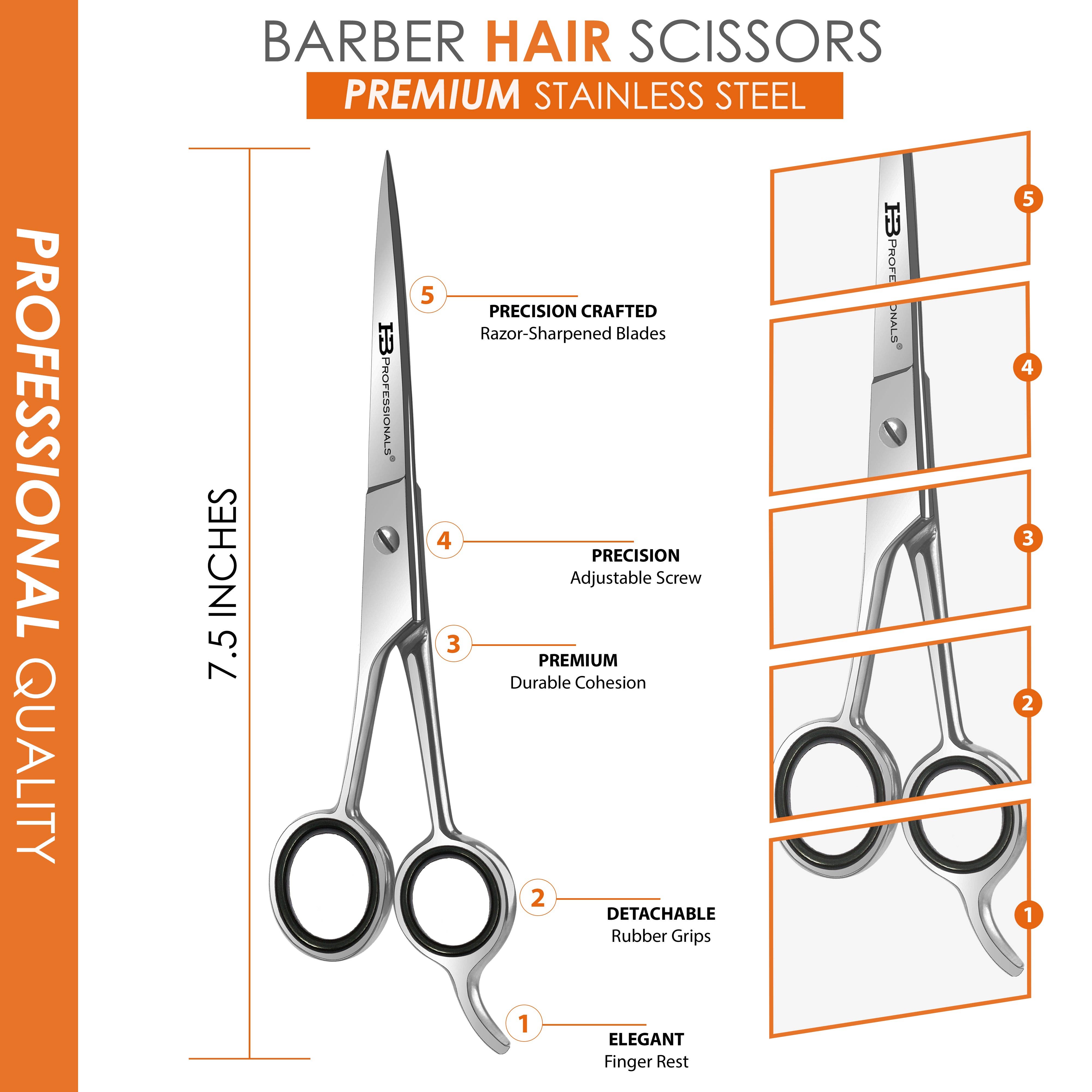 Silver Hair Cutting And Hair Dressing Shears - 7.5 Inches - Premium Stainless Steel Scissors - Razor Edge Sharp Blades - For Salons, Professional Barbers, Men & Women, Kids, Pets (Silver) for wholesale on Faire1