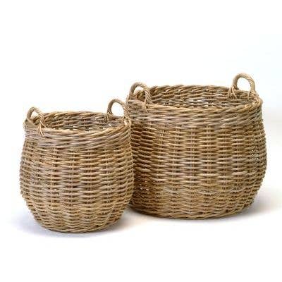 Ensemble de 2 paniers en rotin - Grande taille avec grandes poignées pour la vente par Bacon Basketware
