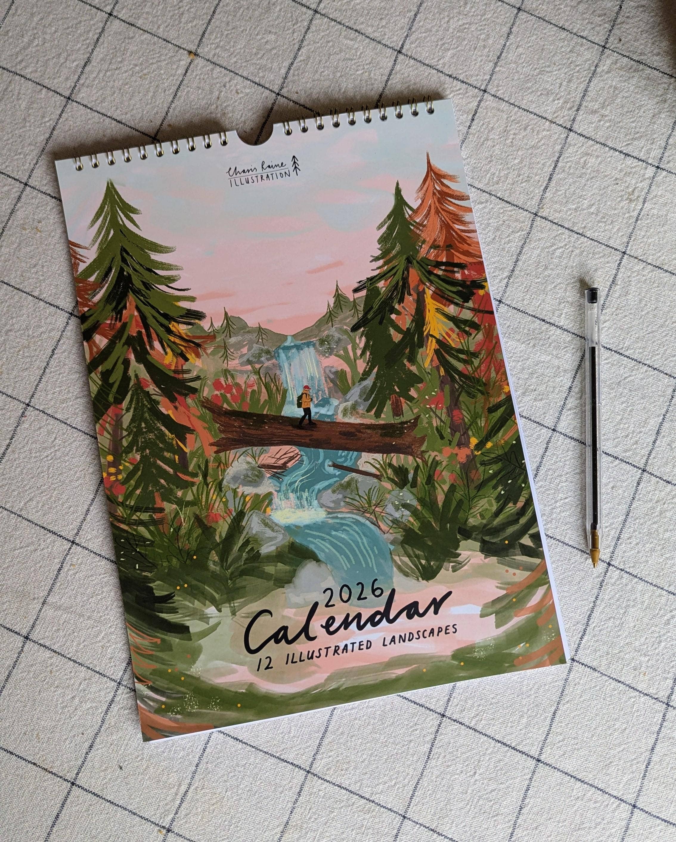 Charis Raine Illustration - Wholesale Calendar - 2026 Illustrated Landscapes Calendar A46
