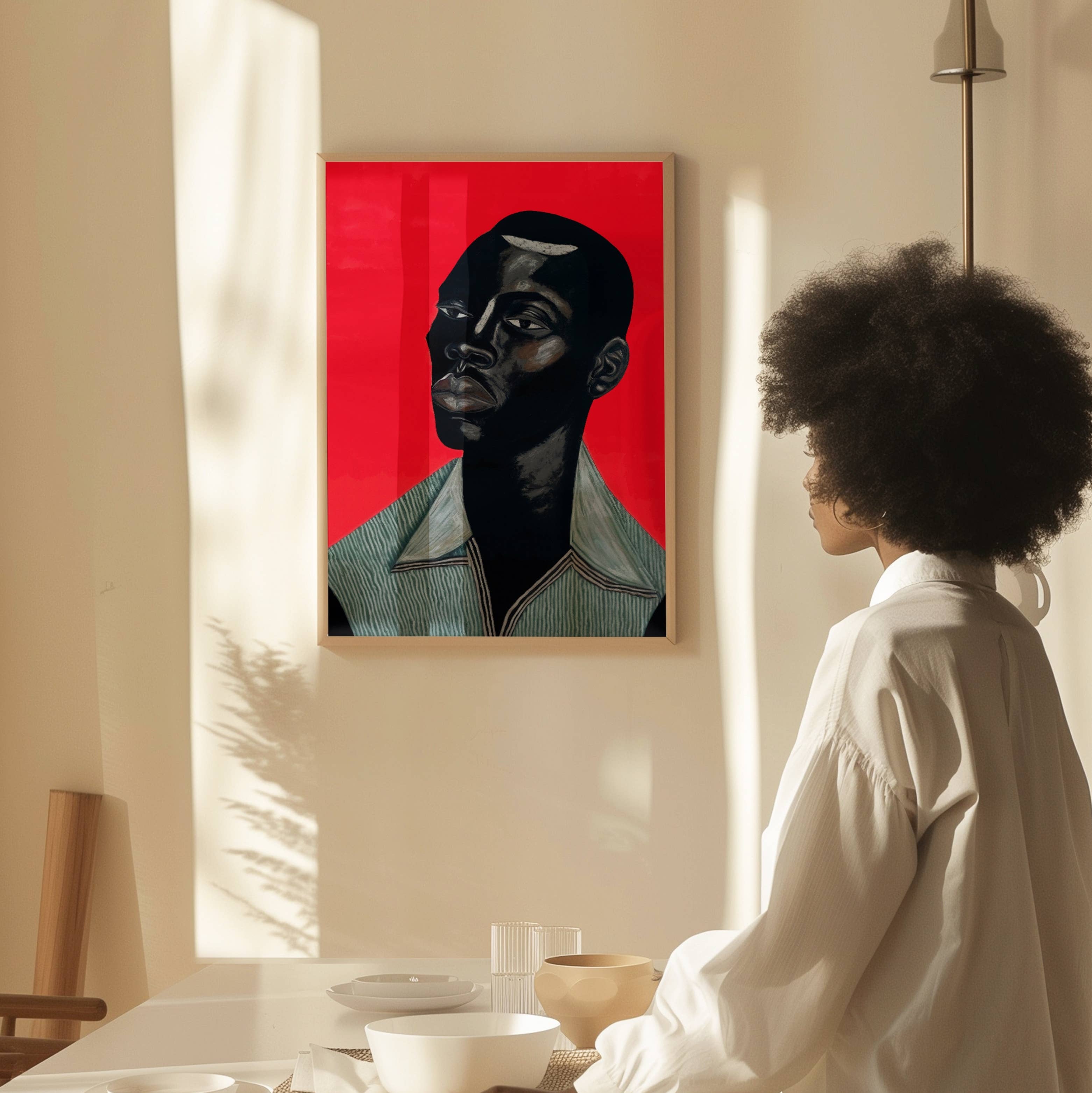 The Phoenix Palms - Wholesale Art Print - "Remy" Modern Portrait Art Print - Bold Red - Premium Paper7