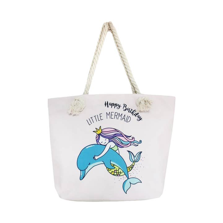 Cap Zone – wholesale Tote bag – Women's – Unicorn And Mermaid Zippered Canvas Tote Bag1