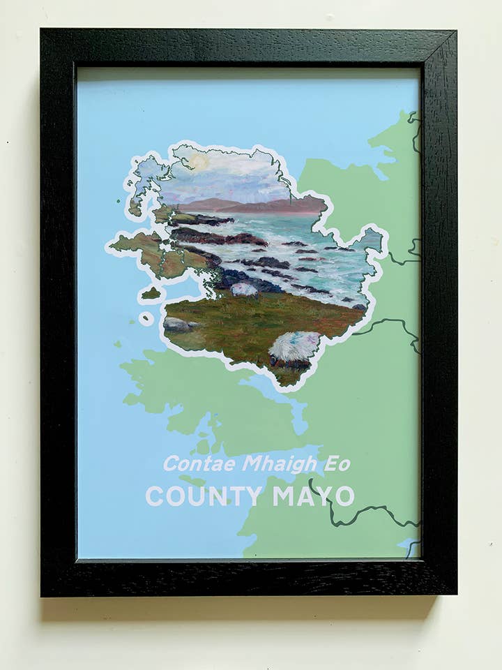 Impressão de Arte do Condado de Mayo A4 | Croagh Patrick + Ilha de Achill por atacado de Clemence Prosen Art & Design