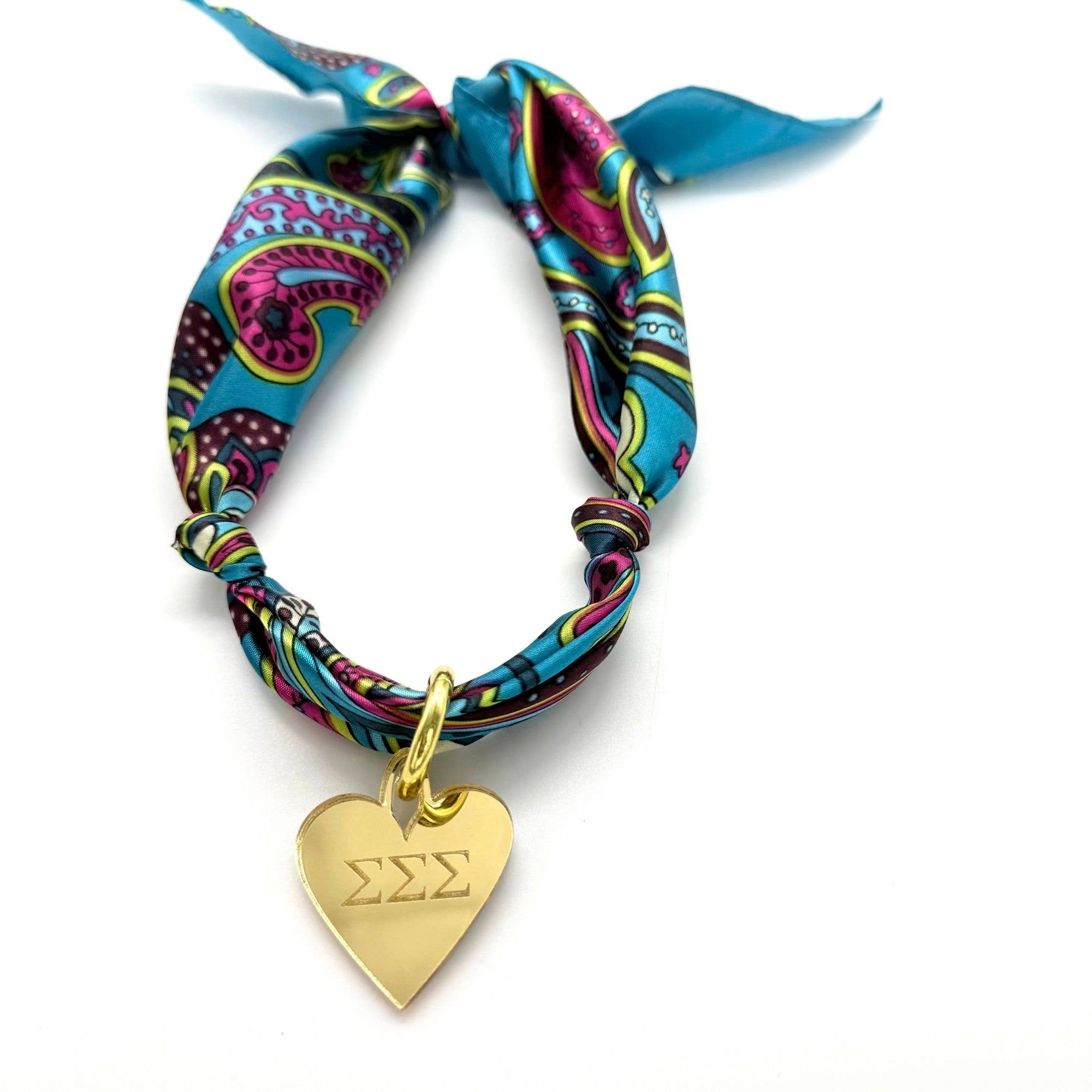 Sarahndipity Shop - Wholesale Scarf - Women's - Sorority Scarf with Engraved Greek Letter Gold Heart Charm12