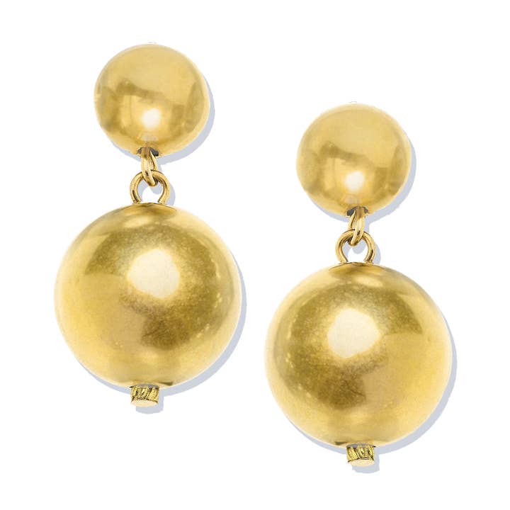 Gold Plated Ball Dangle Earrings for wholesale by Susan Shaw