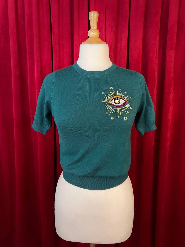 Mischief Made – wholesale Pullovertröja - Dam – Third Eye kortärmad tröja i påfågel3