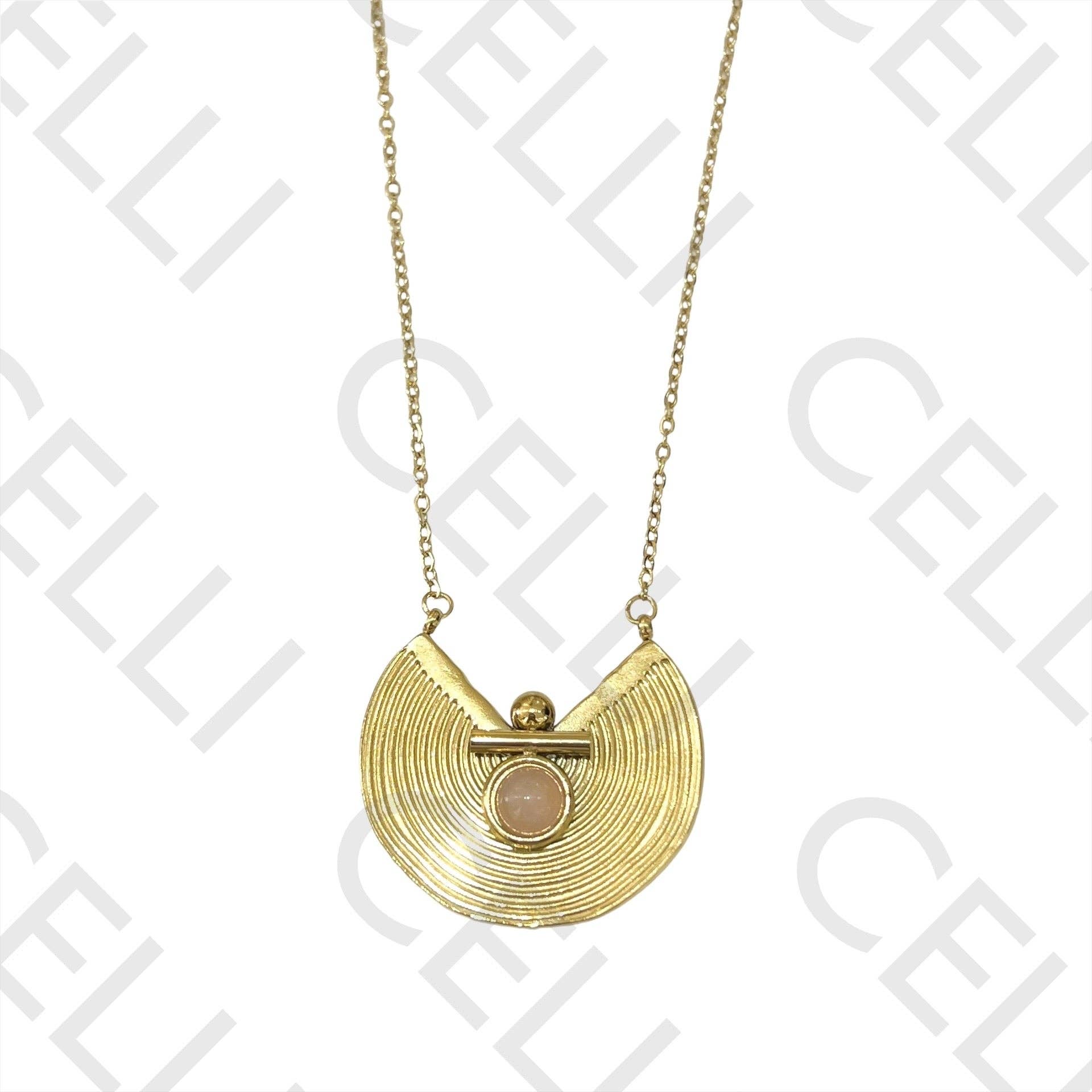 Celli Biju - Wholesale Bib Necklace - Steel Necklace - round with natural stone5