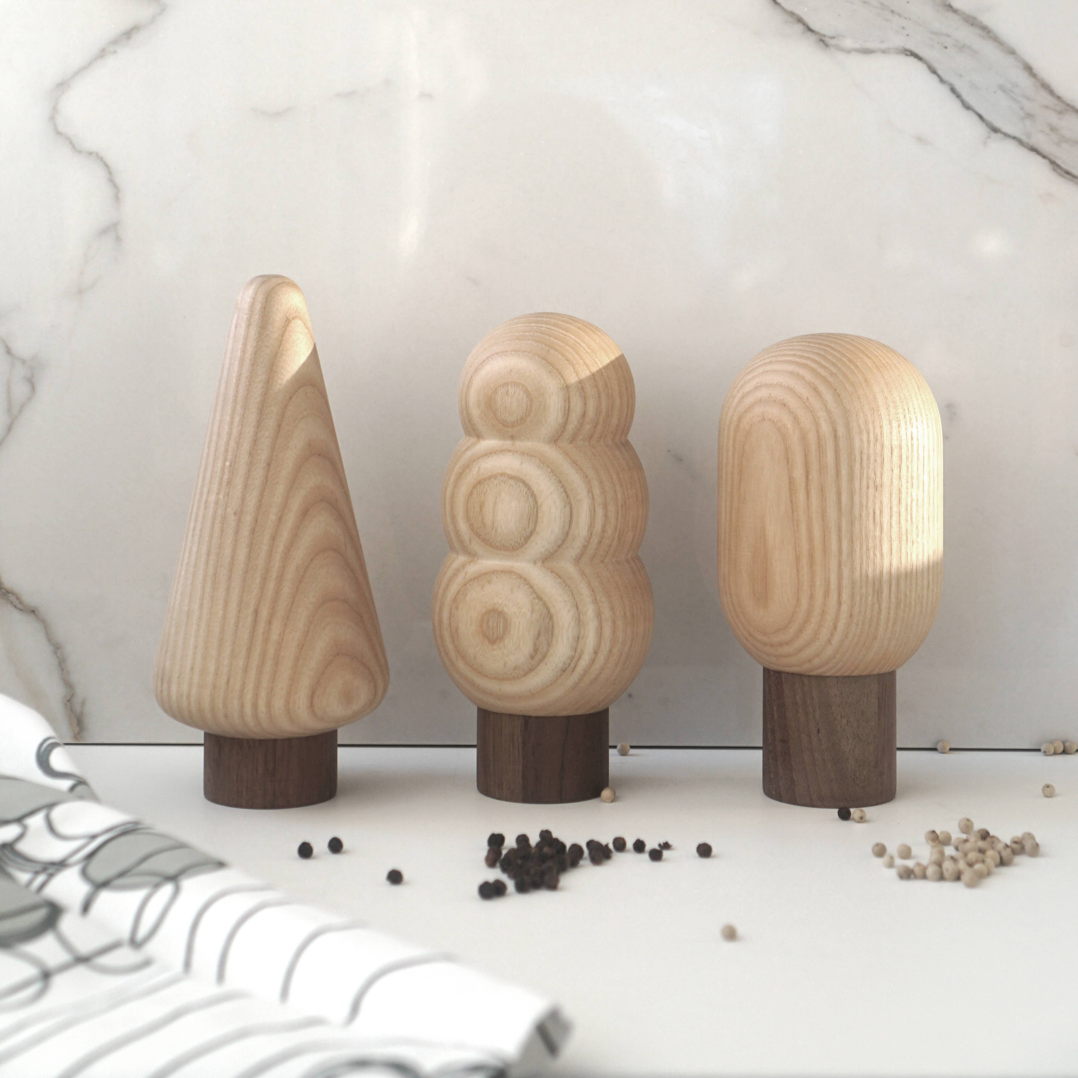 Frêne/noyer Moulins à sel et poivre en bois design en vente sur Faire4