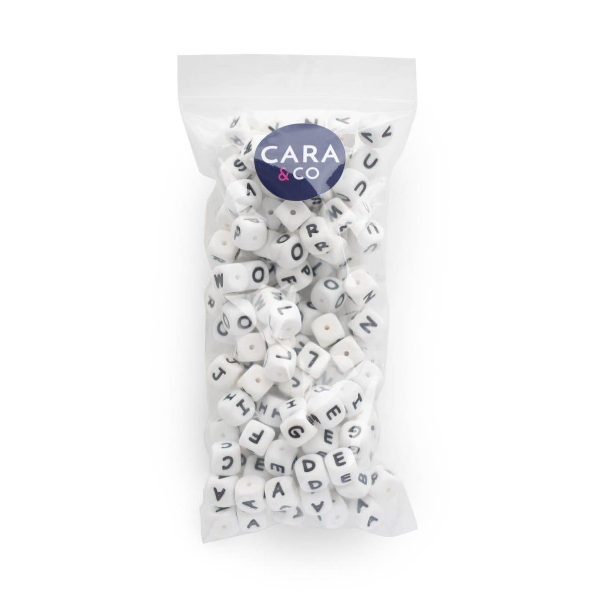 Cara & Co Silicone Craft Supply - Wholesale Beads - Square White Alphabet Silicone Beads2