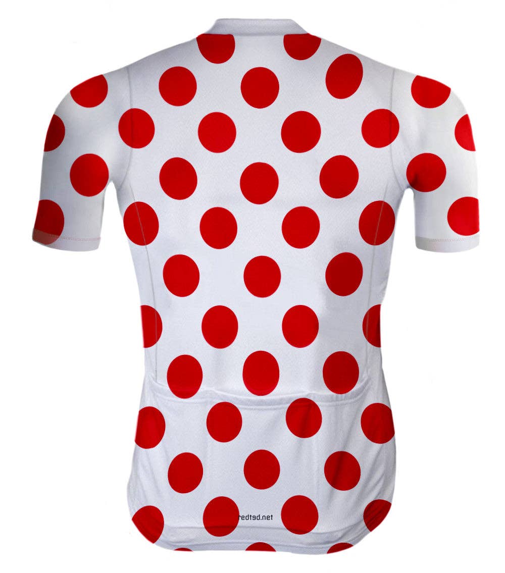 REDTED - Venta al por mayor Camiseta deportiva - Hombre - Maillot Ciclista Retro Lunares Rojo/Blanco - REDTED1