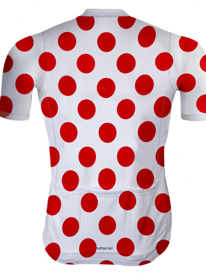 REDTED - Venta al por mayor Camiseta deportiva - Hombre - Maillot Ciclista Retro Lunares Rojo/Blanco - REDTED1