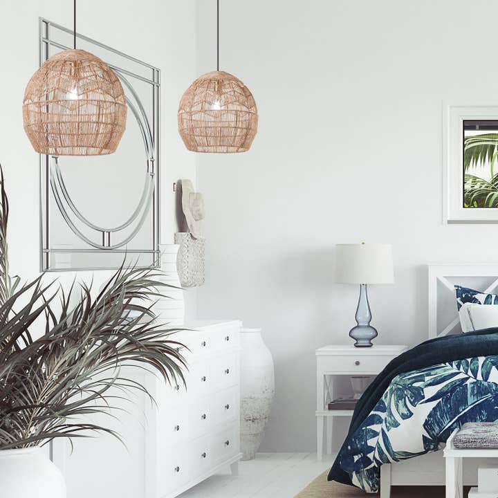 River of Goods - Wholesale Chandelier/Hanging Light - 15.5"H Xiomara Brown Hemp Cage Hanging Pendant Light4