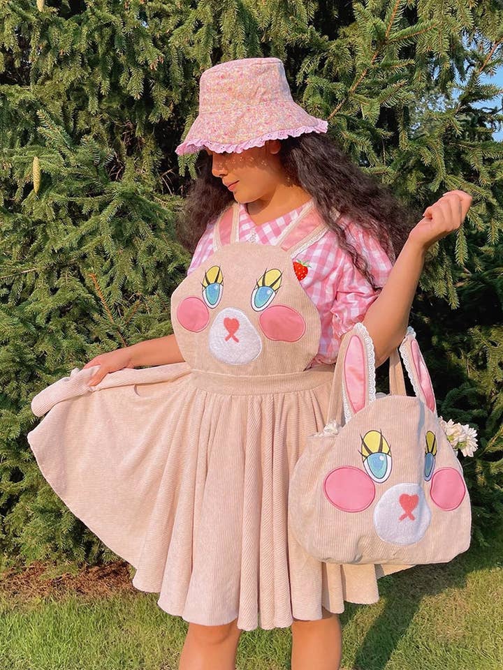Milk Tea Bunny Pinafore por atacado de Miss Candyholic