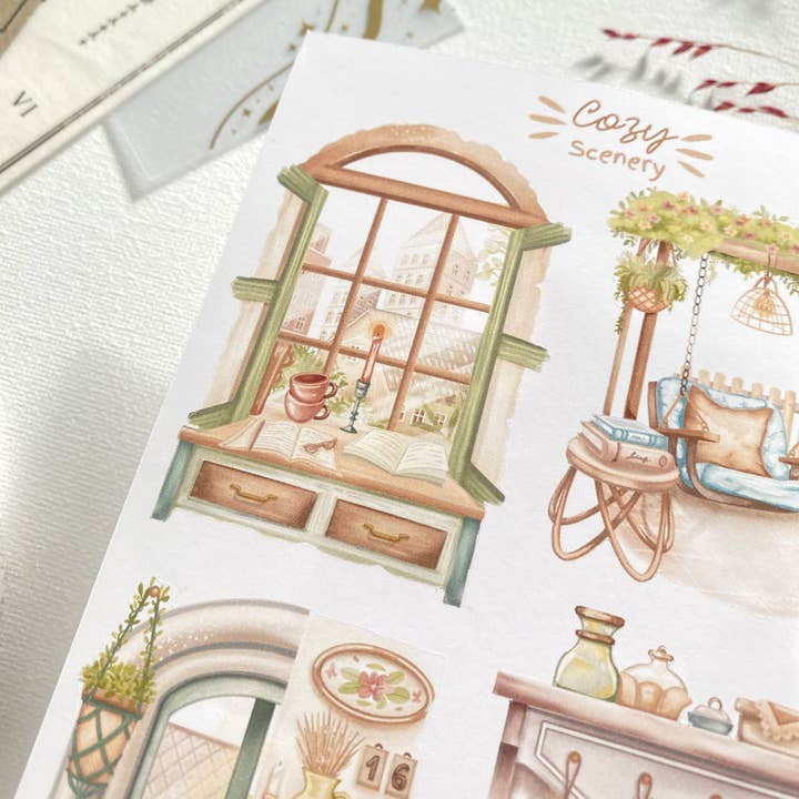 Lettoon - Wholesale Sticker - Sticker Sheet - Cozy Scenery