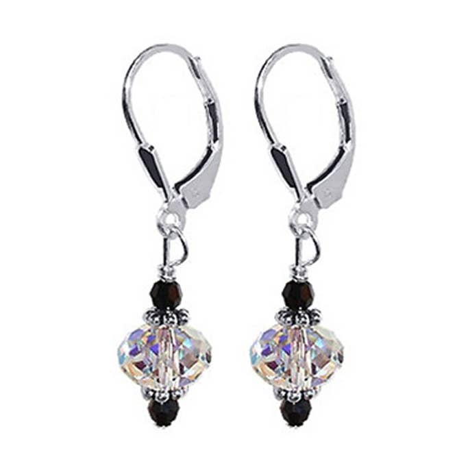 .925 Sterling Silver Leverback Drop Earrings with Austrian Crystals for wholesale by Gem Avenue Wholesale