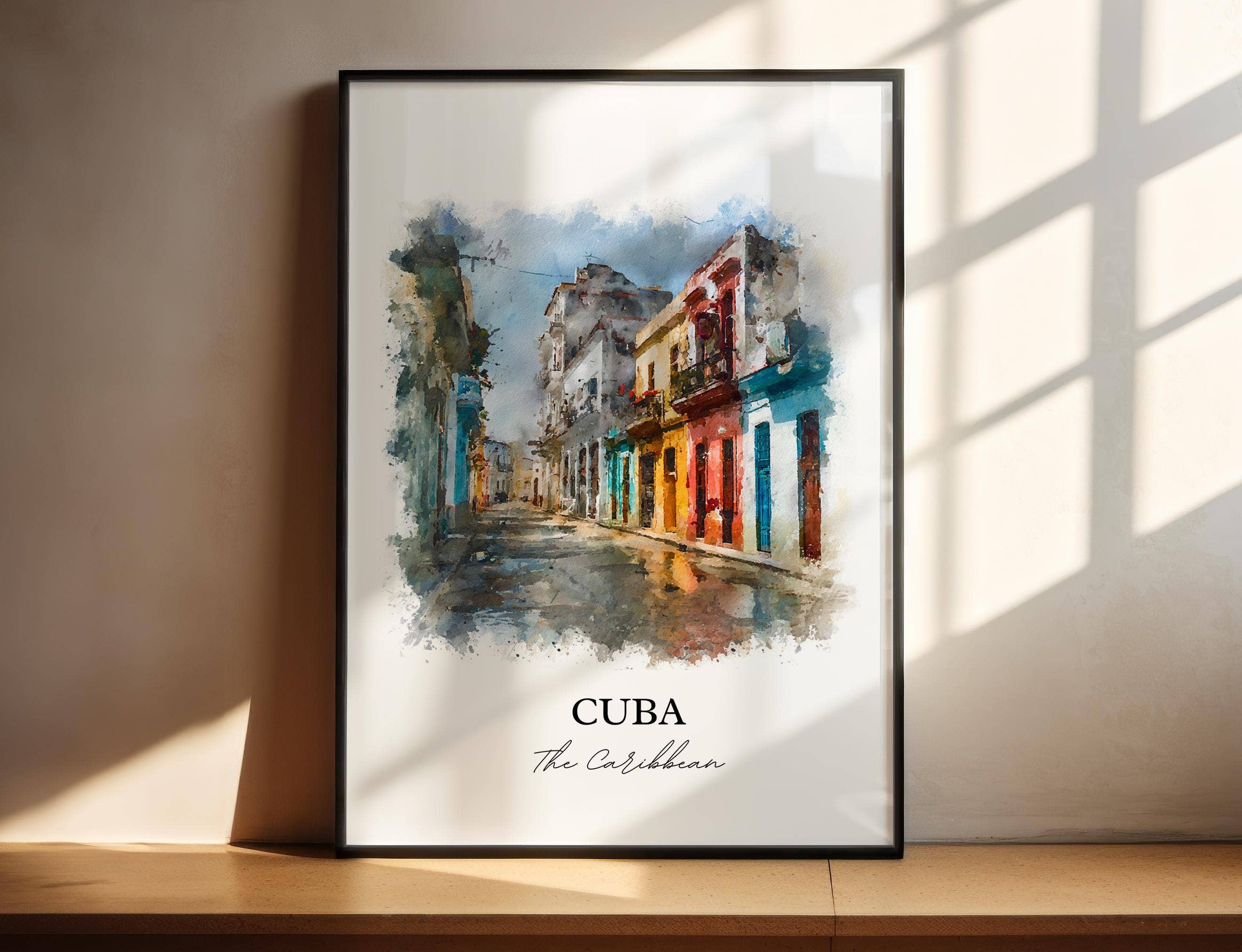 Premium Travel Art - Wholesale Art Print - Cuba Wall Art, Cuba Print, Cuba Watercolor Art, Cuba Country Gift, Travel Print, Travel Poster, Housewarming Gift0