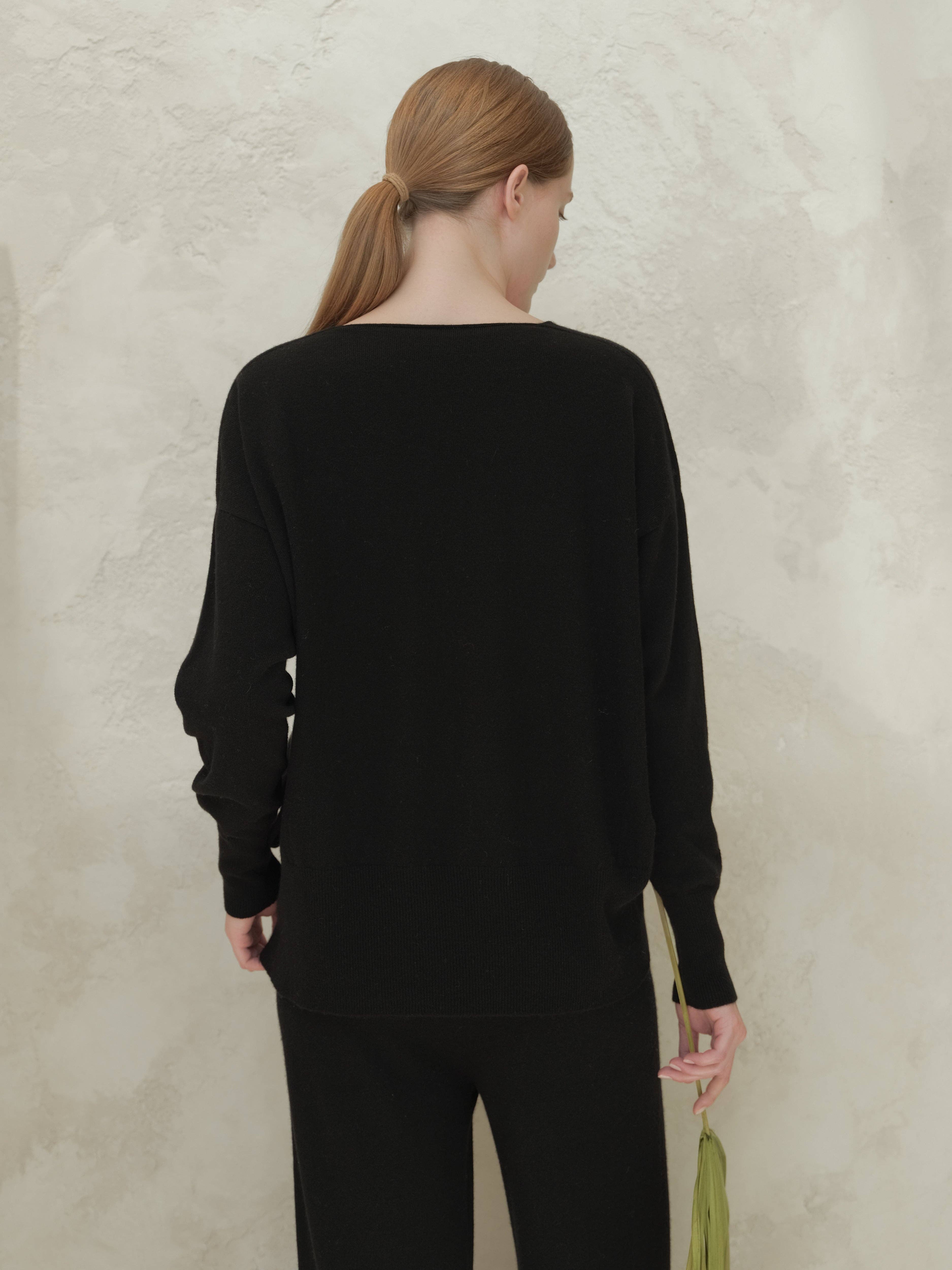 Lèmme - Vente Pull en maille – femme - Pull maxi à col en V en cachemire mélangé2