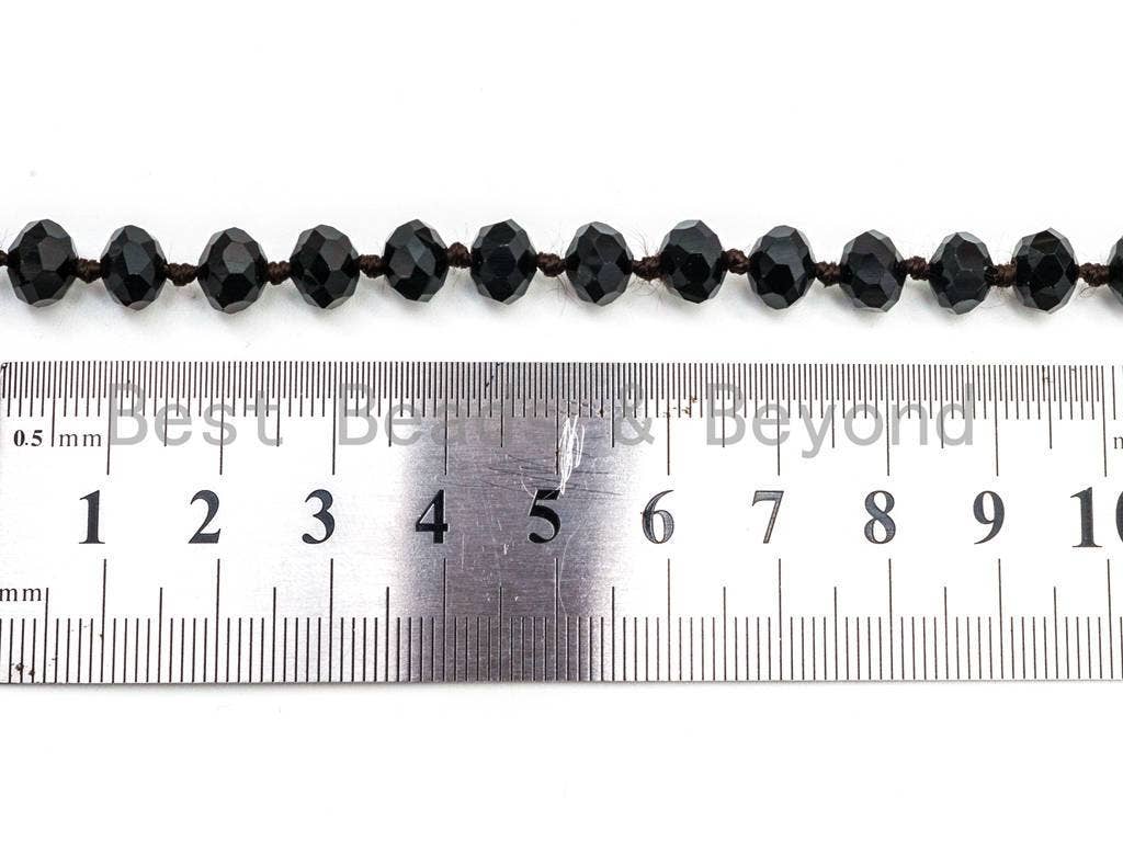 BestBeads&Beyond – Großhandel Perlenkette – 60 „/36" lange handgeknotete schwarze Kristallkette, SKU #D104