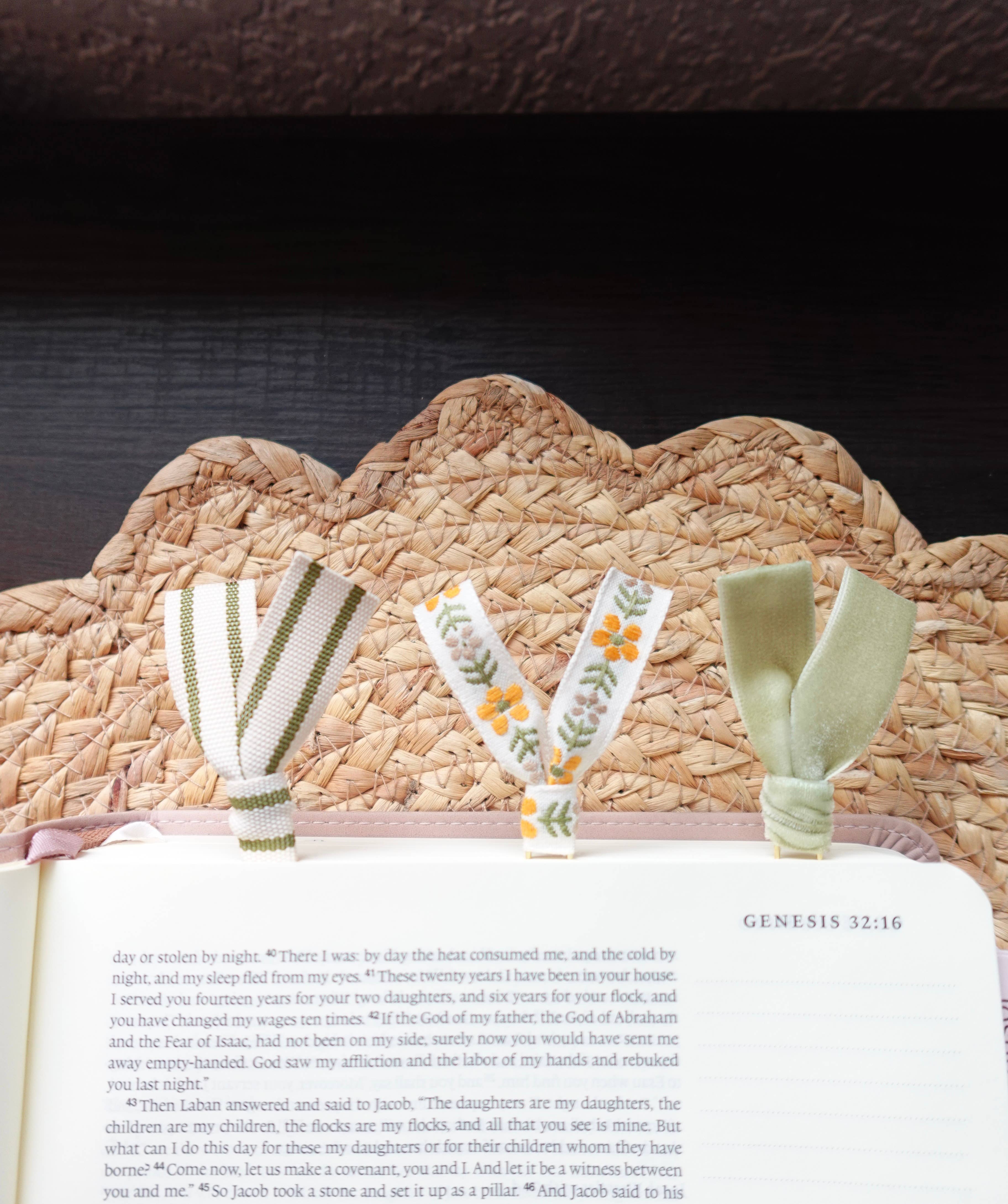 Kindness On Cotton - Wholesale Bookmark - Garden Grace Trio – Handmade Ribbon Bookmark1
