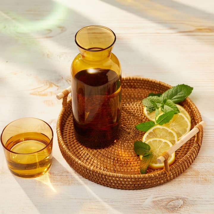 Muldale - Wholesale Carafe - Bedside Water Carafe Glass Set with Tumbler 700ml, Ambe