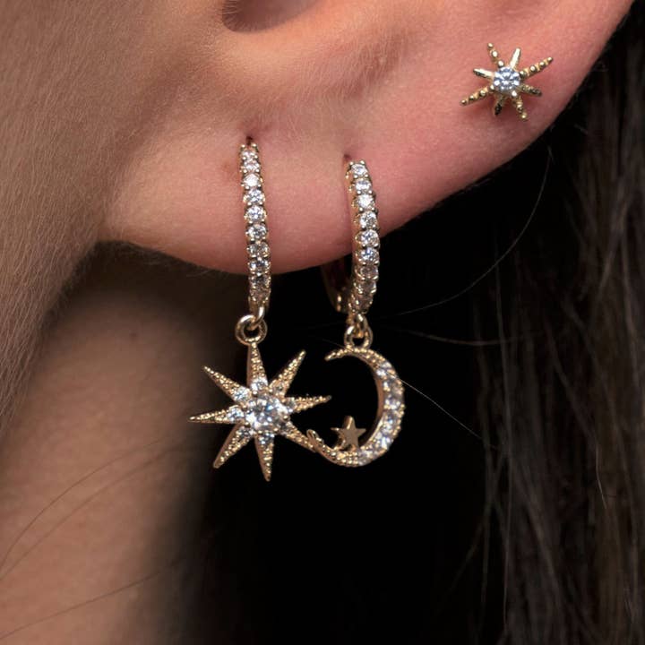 Set oorknopjes met maan en ster voor wholesale door Diat