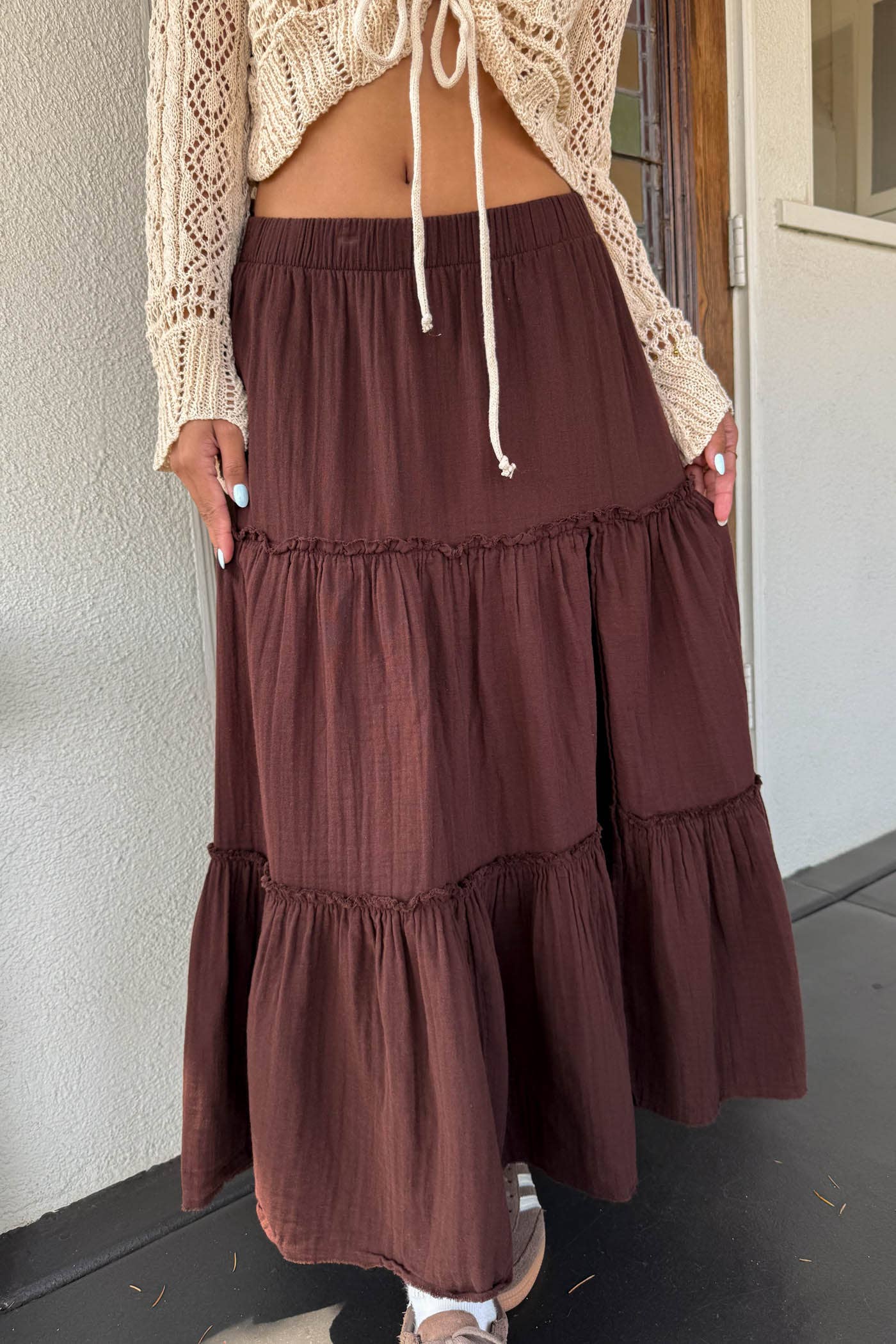 Nectar Clothing – Großhandel Rock – Damen – Maxirock mit Schlitz und Stufen2