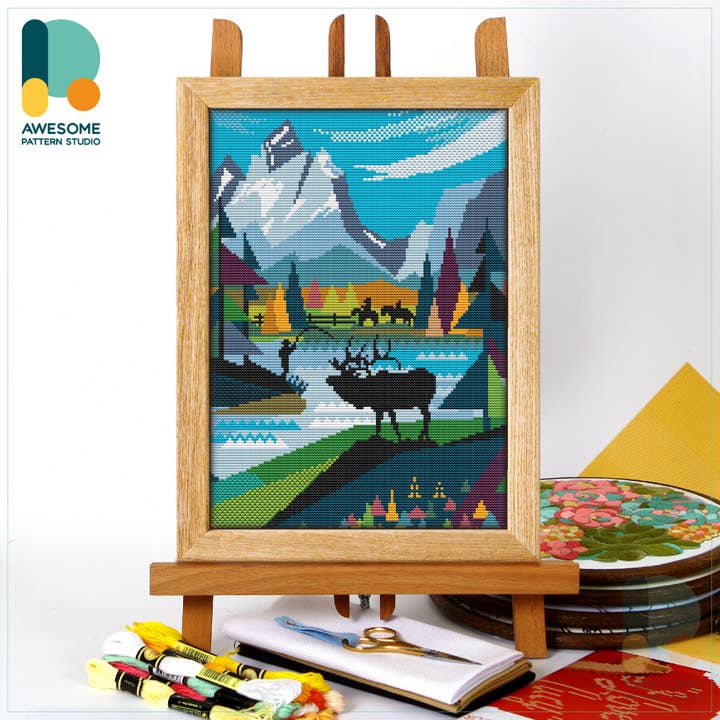 CS417-2 Grand Teton National Park, Counted Cross Stitch Kit for wholesale by Awesome Pattern Studio