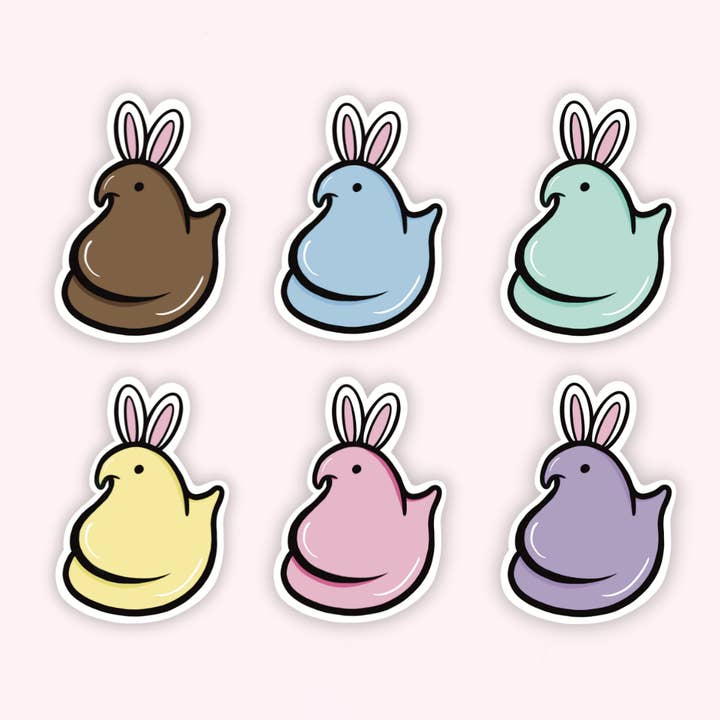 Easter Chick Bunny Ears Weatherproof Glossy Vinyl Sticker for wholesale by Little Shop of Creatives