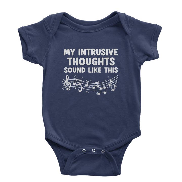Expression Tees - Wholesale Bodysuit (Non-Footed) - Baby - My Intrusive Thoughts Sound Like Music Infant One-Piece Romper Bodysuit Or Toddler T-shirt3