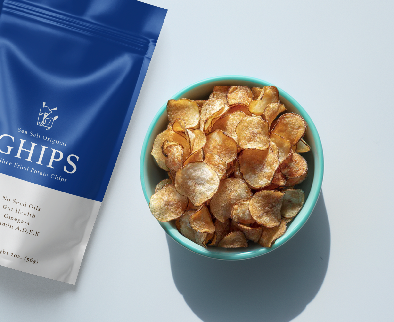 Ghips - Vente Chips - Chips de pommes de terre au ghee - Sel de mer - Pack de 123
