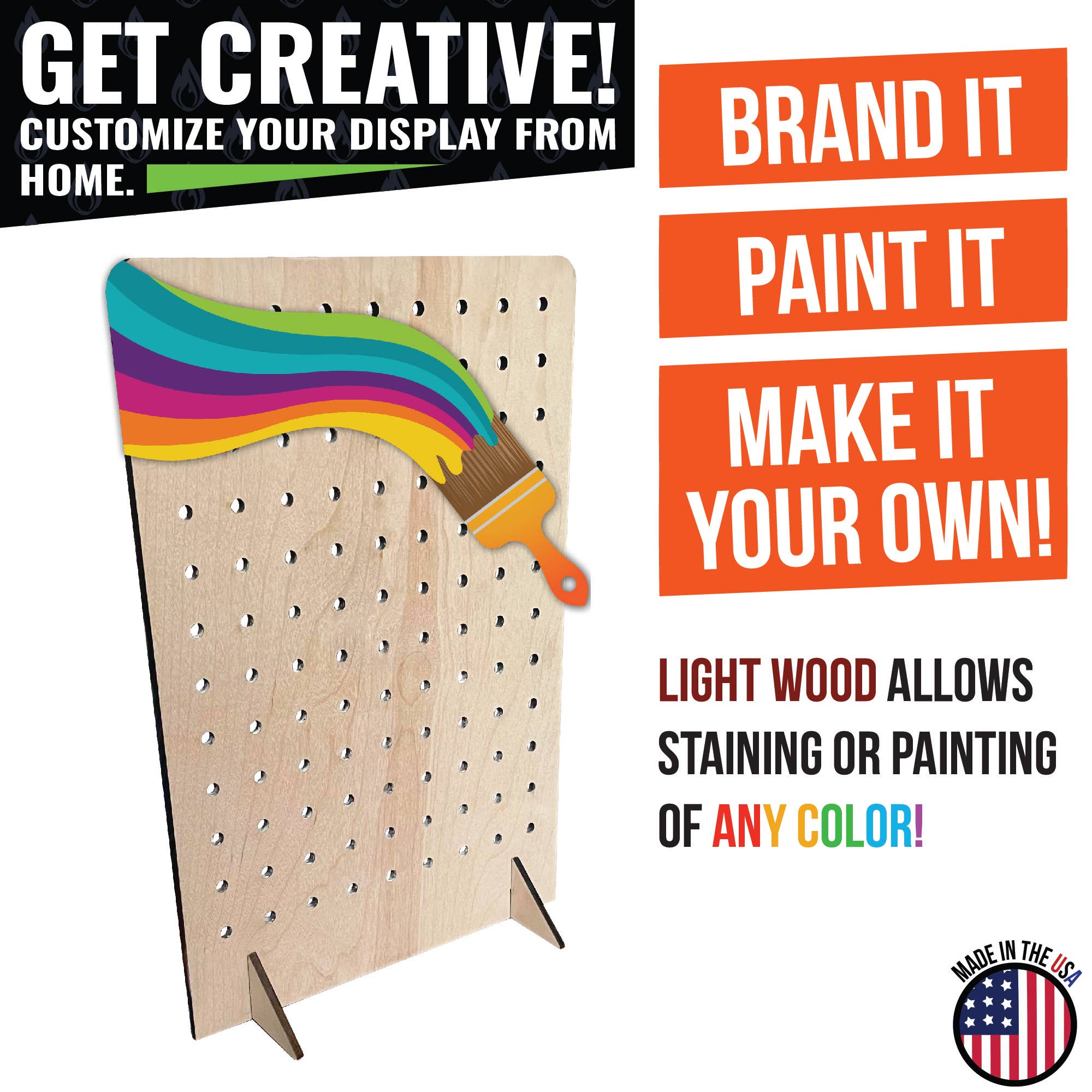 Torched Displays – wholesale Retailer display stand/case – Pegboard Display - Various Sizes and Colors33