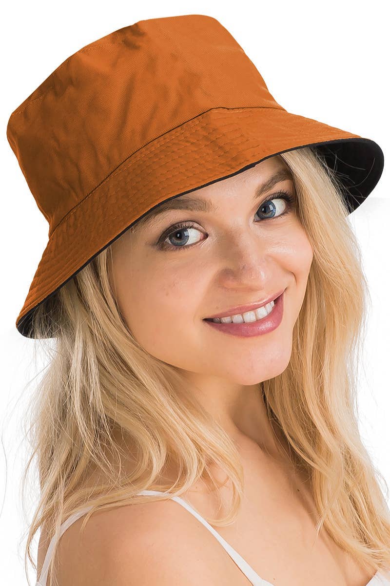 Cap Zone - Vente Bob – unisexe - Chapeau seau en coton uni réversible à fond noir5