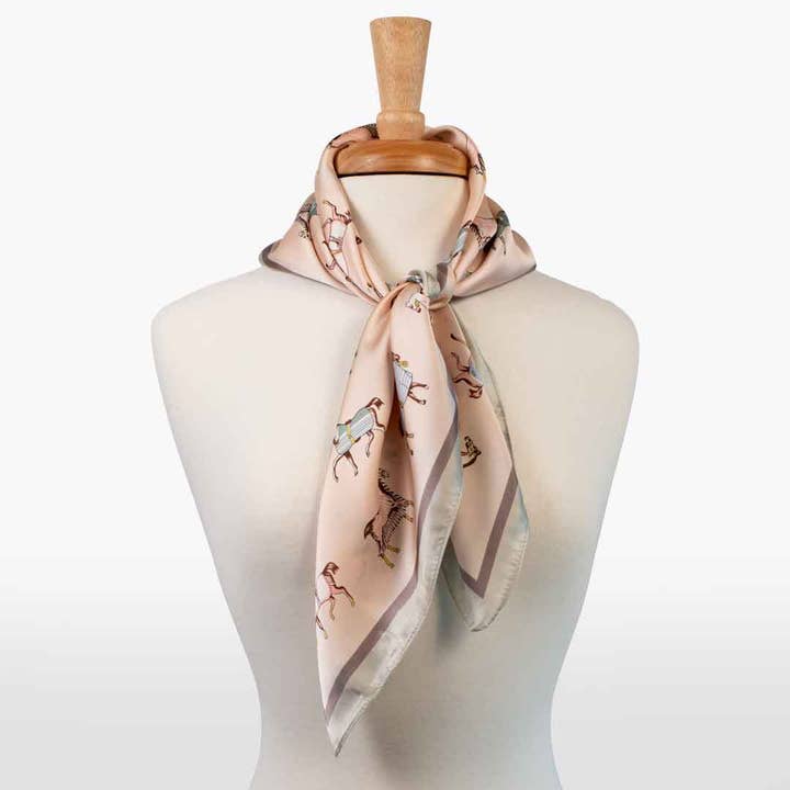 Hunt Club - Stylized Equestrian Scarf in Ivory and Dusty Pink for wholesale by URBAN-EQUESTRIAN