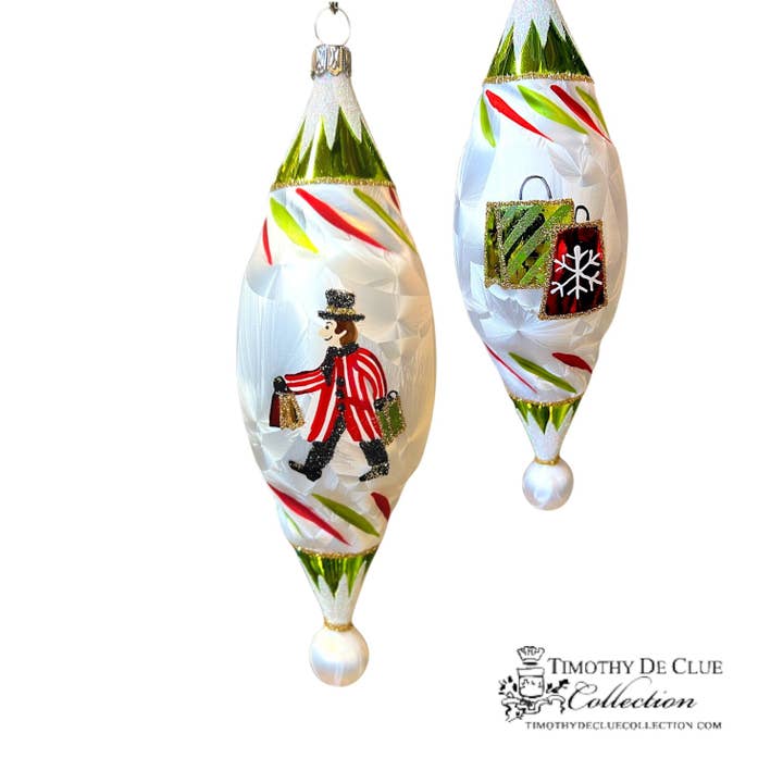 Busy Sidewalks 4.25 in Tear Drop-Exclusive Christmas Ornament for wholesale by Timothy De Clue Collection