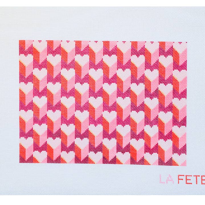 Expanding Hearts Clutch Hand Painted Needlepoint Canvas - Valentine's Day Collection for wholesale by La Fete Needlepoint