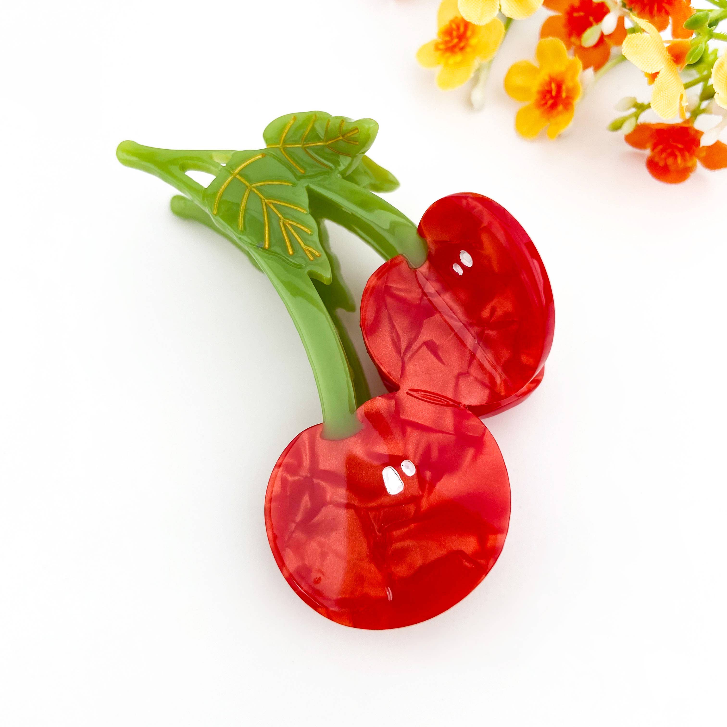 Red Original Juicy Cherry Acetate Fruit Hair Claw Clip for wholesale on Faire4