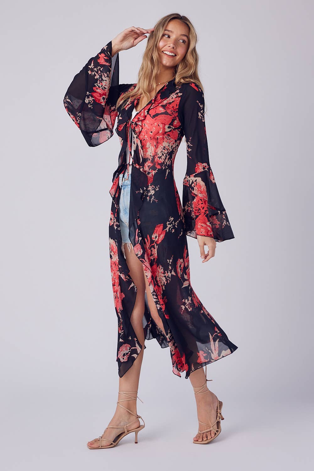 Bluivy - Wholesale Kimono - Women's - FLORAL PRINT RUFFLE KIMONO16