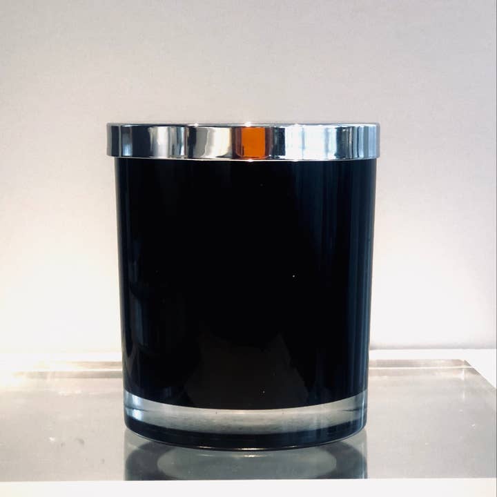 Atelier 880 - Wholesale Jar/Filled Candle - Luxury Candle Black Glass / Silver Lid Large 11 oz