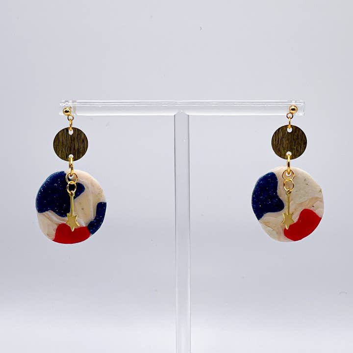 Circles and Stars Dangles Polymer Clay Earrings for wholesale by Aura Simply Creates