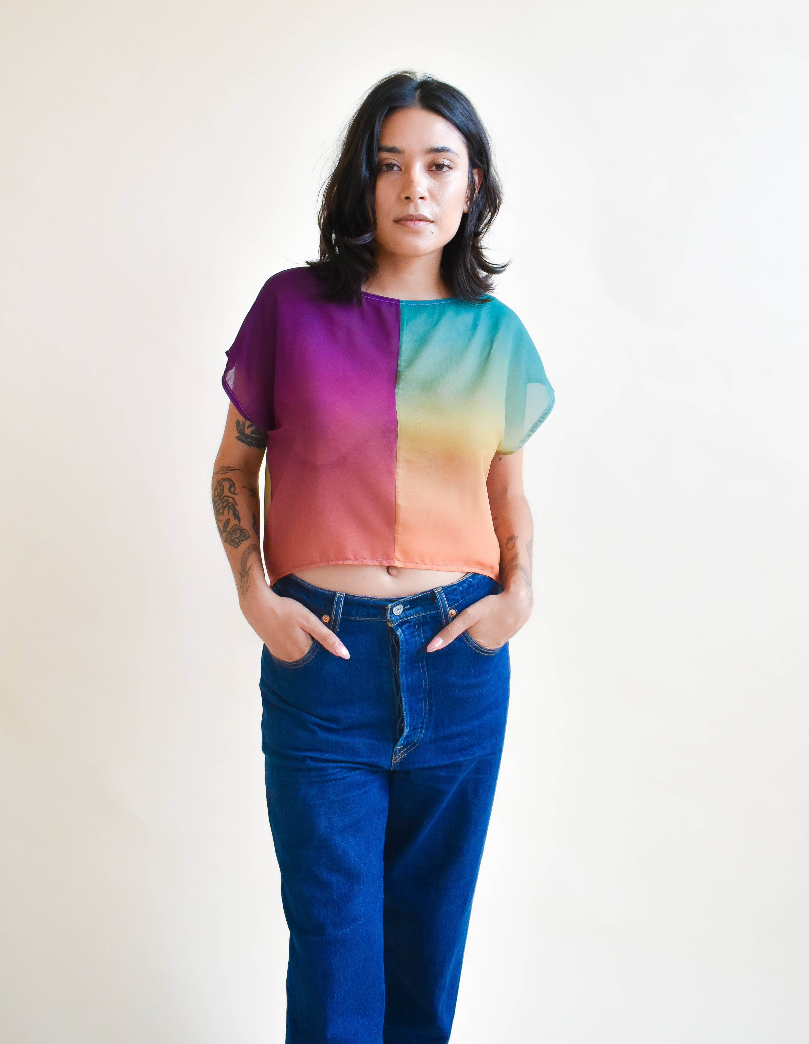 Altar - Wholesale Blouse - Women's - OOAK Fox Crop in Sunset6