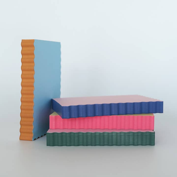 Idlewild Co. - Wholesale Notepad - Mini Wave Shaped Notepad | Sky + Tangerine Edge5