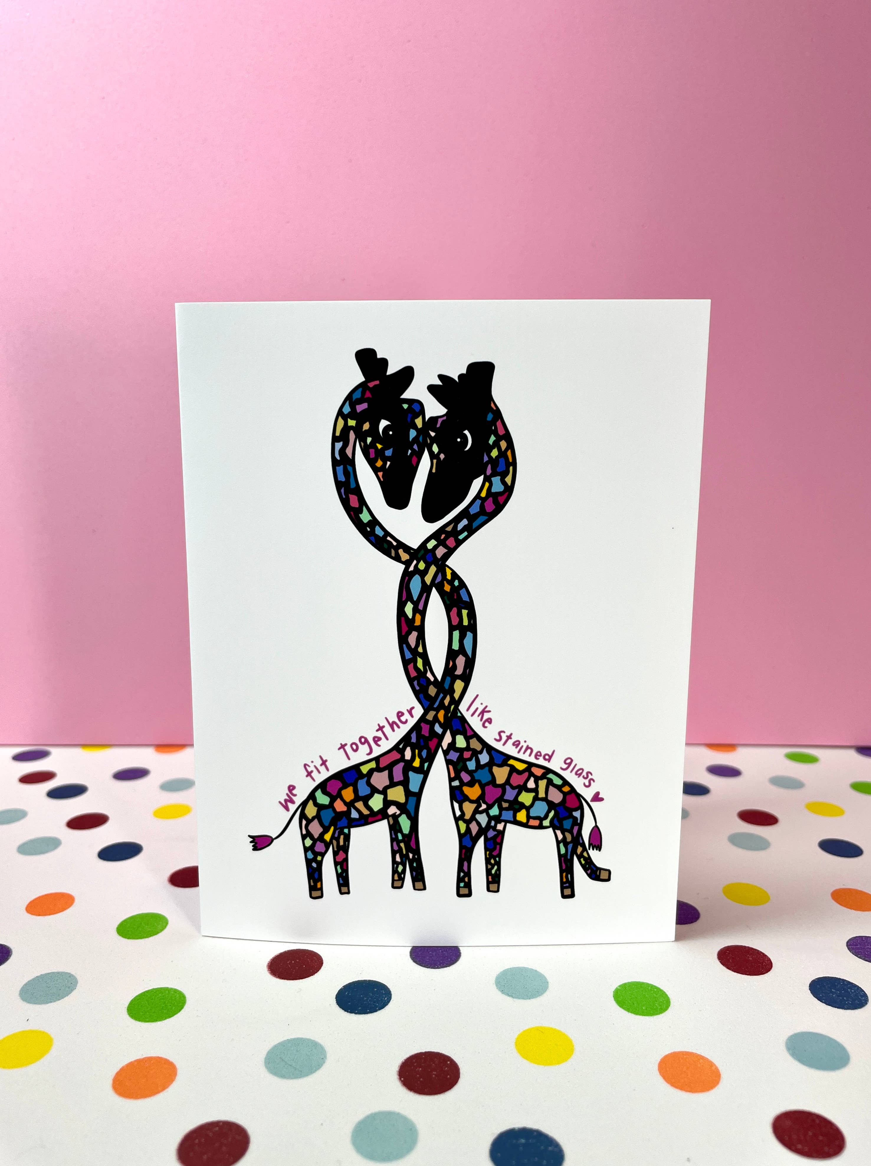 quirky burp illustrations - Wholesale Love Card - Stained Glass Giraffes Greeting Card4