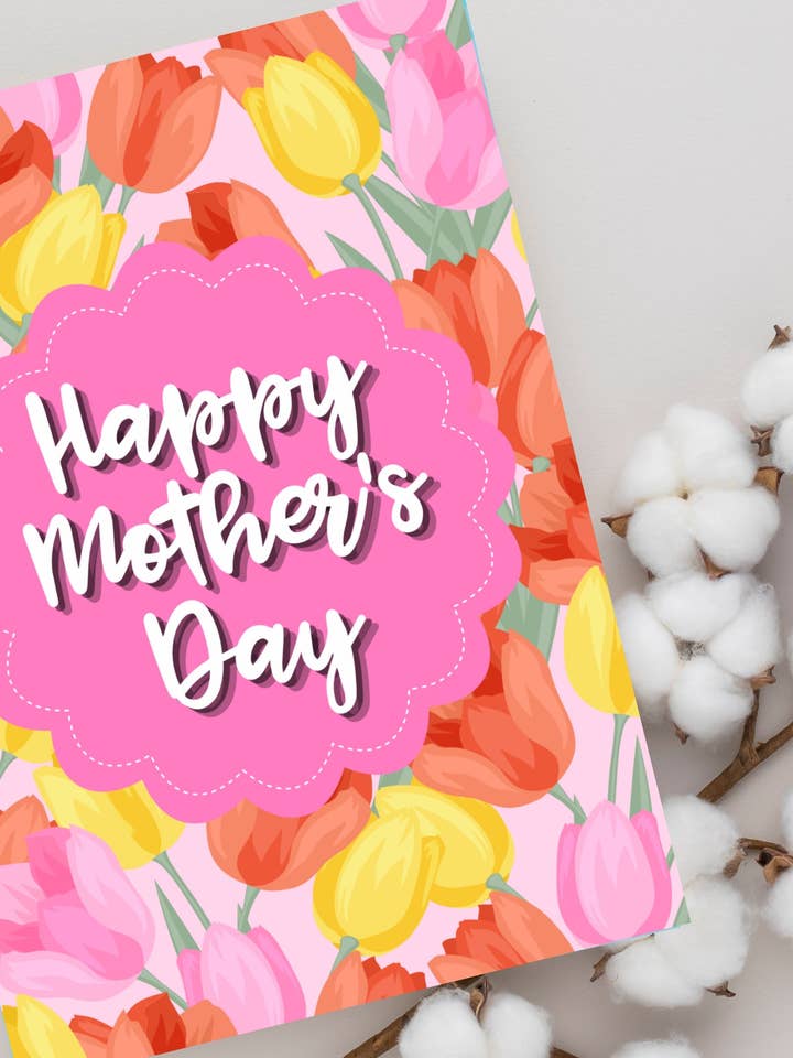 Happy Mother's Day Tulips Mothering Sunday Greeting Card for wholesale by Printicole