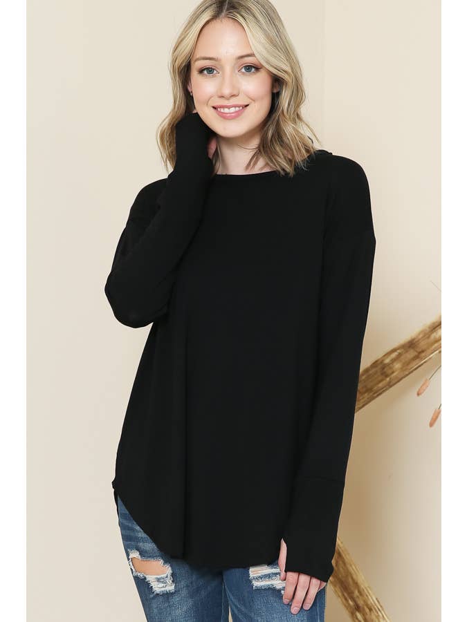 Burgundy Apparel - Wholesale Tunic - Women's - LONG SLEEVE TOP WITH THUMB HOLE