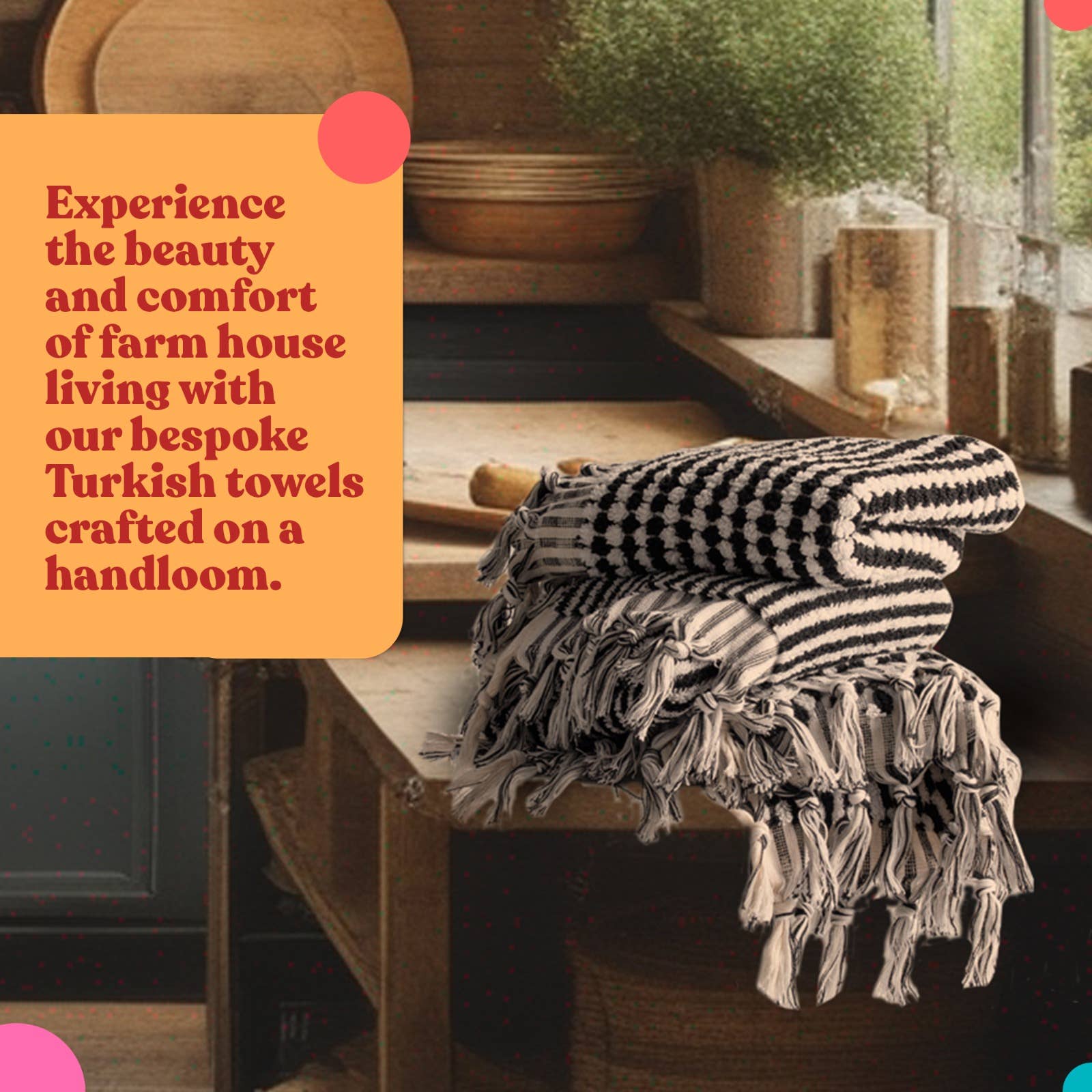 Kikoya – wholesale Handduk – Handvävda turkiska handdukar med pompom, vintage bohemisk stil16