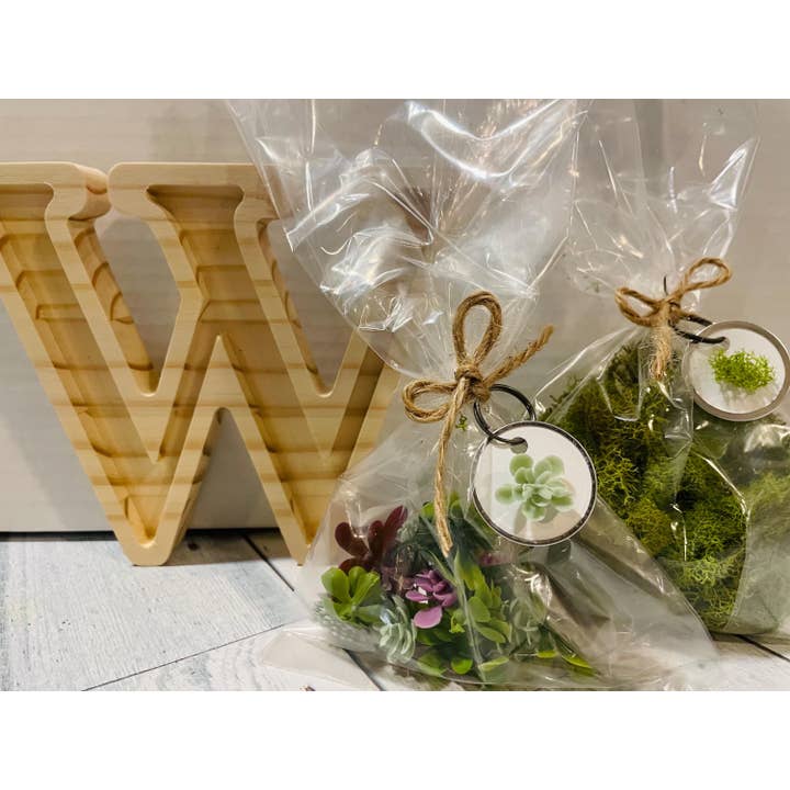 DIY Kit - Handcrafted Botanical Wood Letters with Moss for wholesale by A Rustic Root