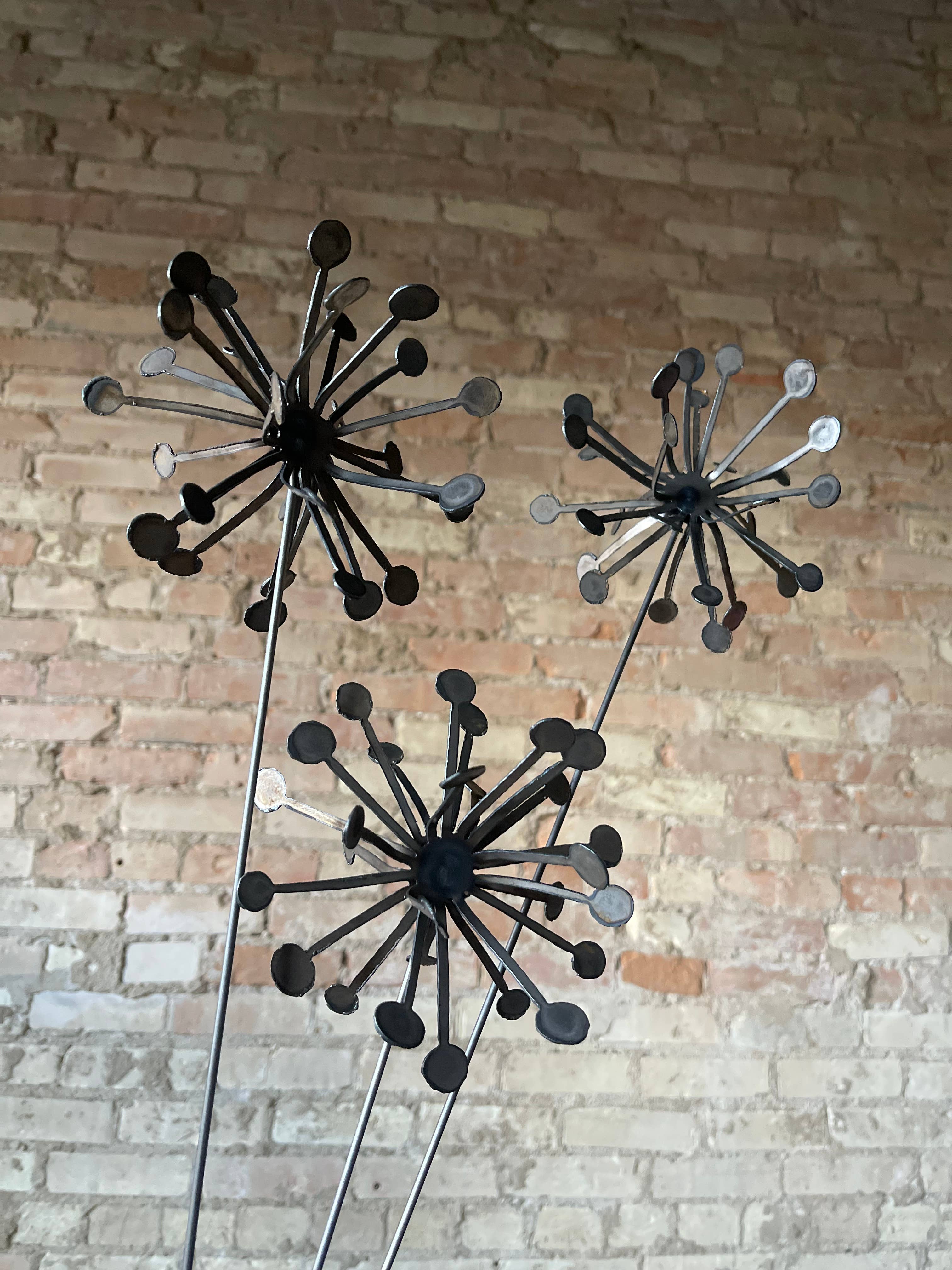 608 The Factory - Wholesale Outdoor Ornament/Decor - 3D Metal Dandelion Wish Flower Set of 24 Flowers1